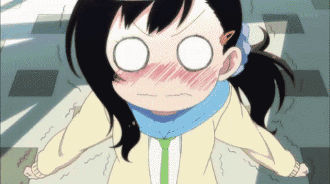 a girl with a ponytail and a tie is making a surprised face