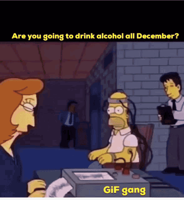 a cartoon of homer simpson sitting in front of a machine that says gif gang on it