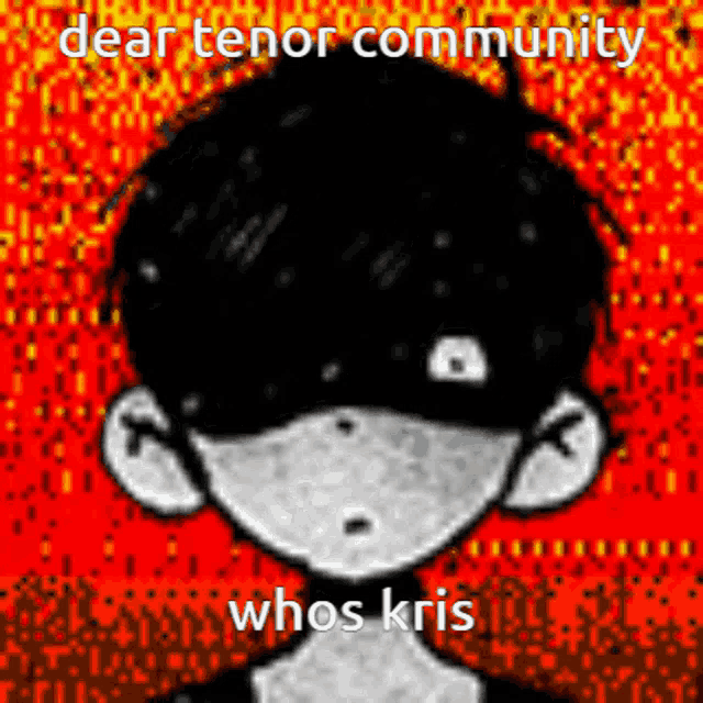 a black and white drawing of a boy with a red background and the words `` dear tenor community whos kris ''