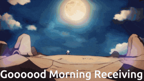 a cartoon landscape with the words good morning receiving