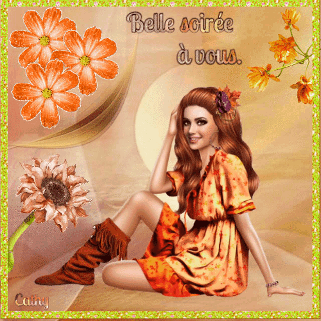 a picture of a woman with the words belle soiree a vous written on it