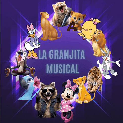 a poster for la granjita musical with a bunch of cartoon characters on it