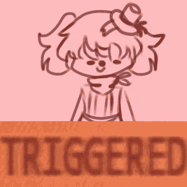 a drawing of a girl with a top hat and the word triggle behind her