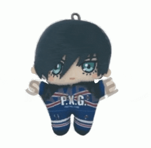 a stuffed toy with a p.x.g. uniform on