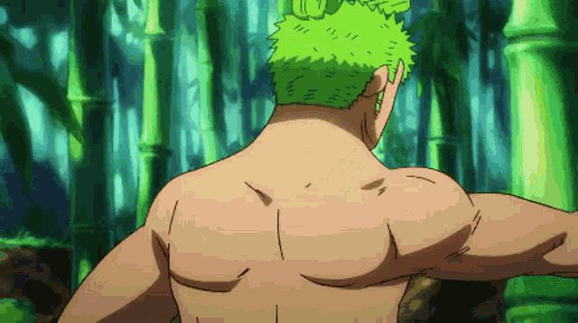 a pixel art of a man with green hair