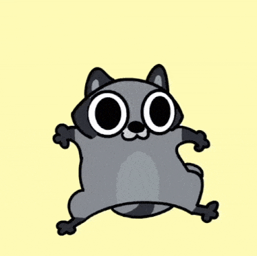 a cartoon drawing of a raccoon with large eyes