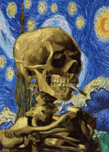Starry Night Skeleton GIF - Starry Night Skeleton Skull GIFs