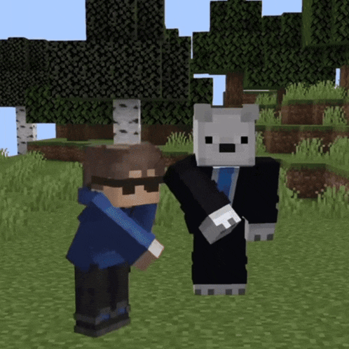 two minecraft characters standing next to each other