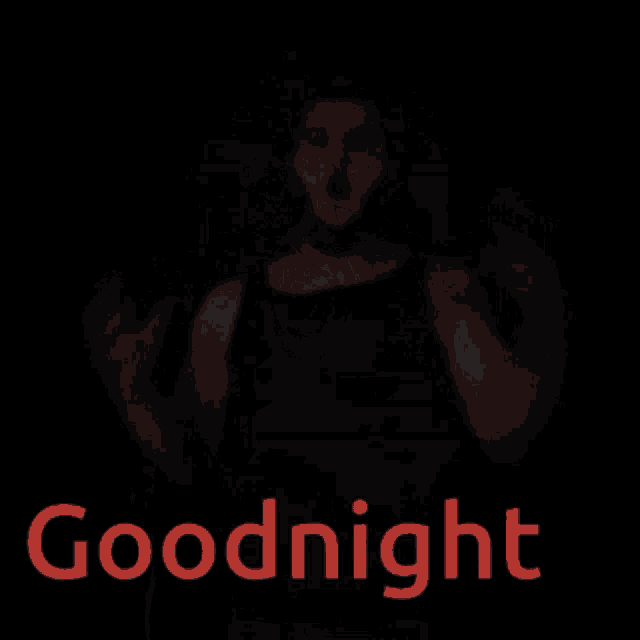 a picture of a man in a mask with the words goodnight in red