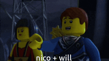 a man and a woman are standing next to each other with the words nico + will written on the bottom