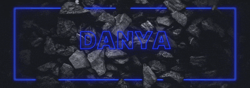 the word danya is written on a dark background