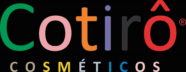 a colorful logo for cotiro cosmeticos is displayed on a black background