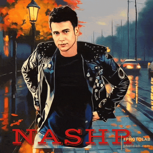 a painting of a man with the name nash written on it