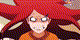 a close up of a cartoon character with red hair