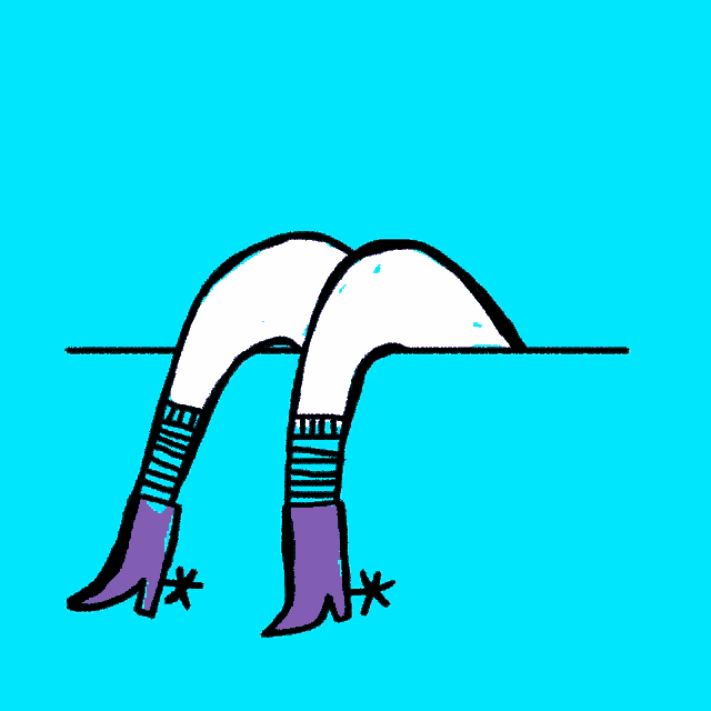 a cartoon drawing of a person 's legs with pink boots
