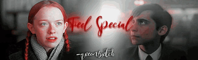 a man and a woman are standing next to each other and the words feel special are visible
