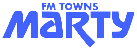 the logo for fm towns marty is blue