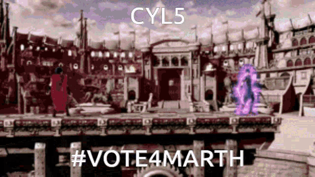 a video game scene with cyl5 and #vote4marth written on it