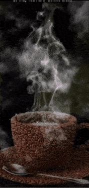 a cup of coffee with smoke coming out of it