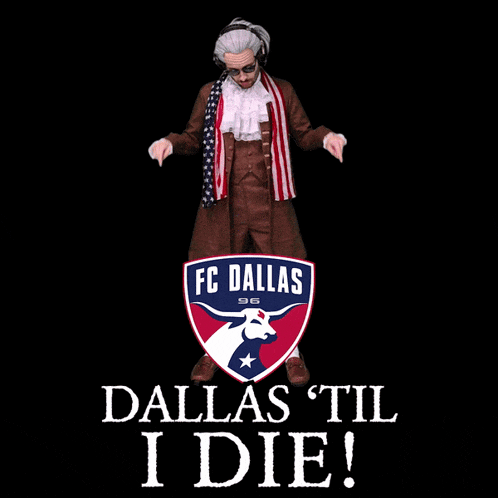 a logo for fc dallas with a bull and a star