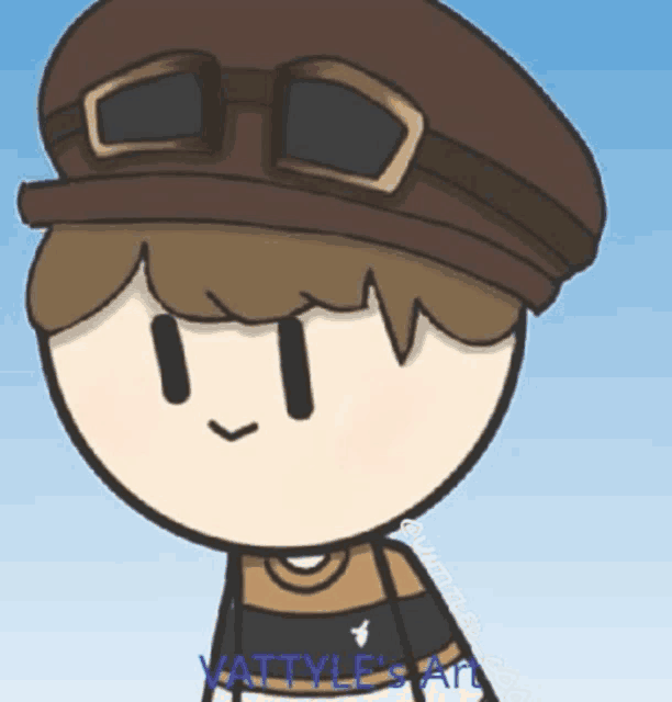 a drawing of a boy wearing a hat and goggles with the name vattyles art on the bottom