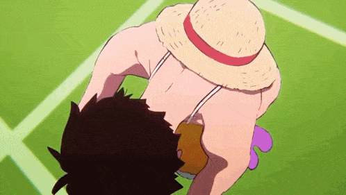 a person wearing a straw hat and a bikini top