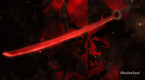 a picture of a red sword with illusive soul written below it