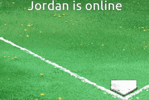 a cartoon of a person holding a bat with the words jordan is online above them