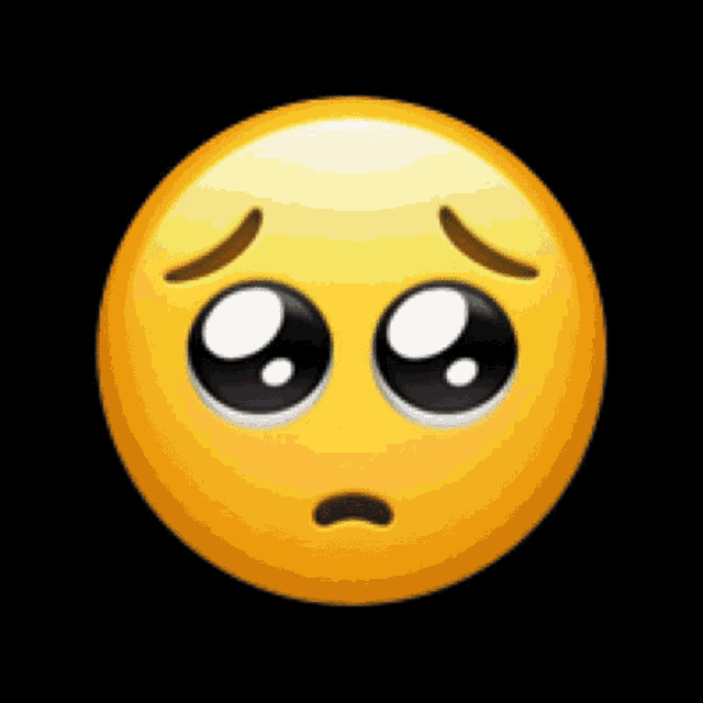 a yellow smiley face with big eyes and a sad look on it