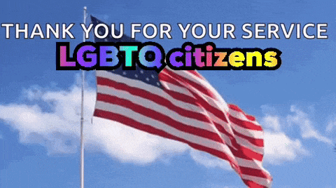 a picture of an american flag with the words thank you for your service lgbtq citizens