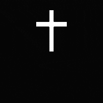 a white cross on a black background with asian writing