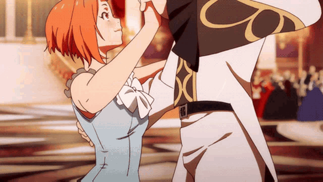 a man is holding a woman in his arms in a cartoon scene