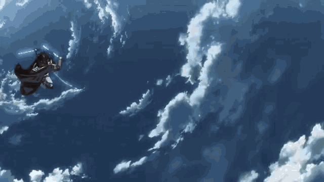 a drawing of a person falling off a cliff with a blue sky in the background