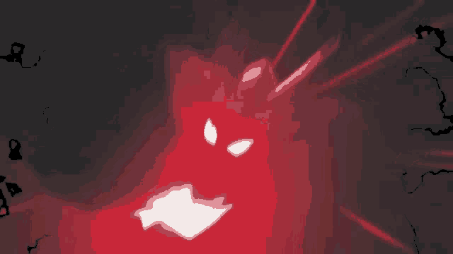 a red light is shining on a dark background with a silhouette of a person in the background .