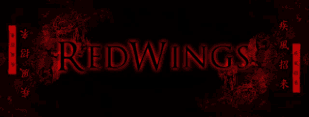the word redwings is on a dark background