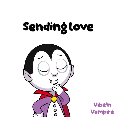 a cartoon of a vampire sending love with a heart