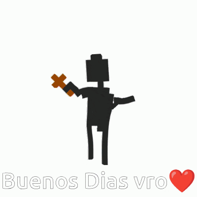 a pixel art drawing of a man holding a cross with the words buenos dias vro below him