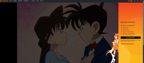 a screenshot of crunchyroll with a couple kissing