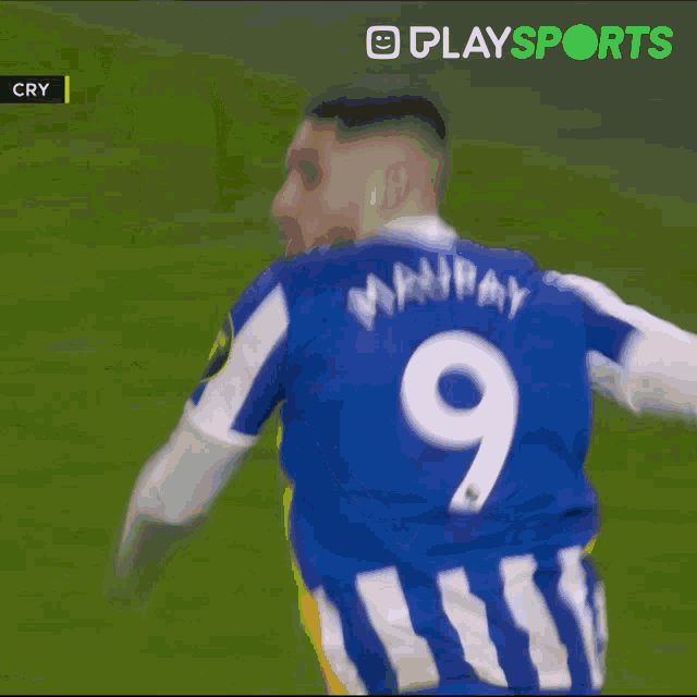 a soccer player with the number 9 on his back