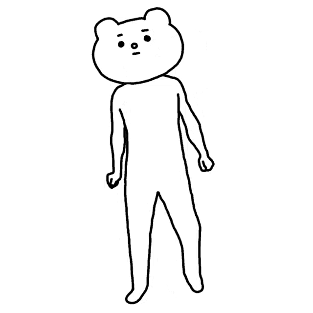 a black and white drawing of a bear standing