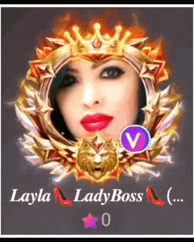 a picture of a woman with a crown on her head and the name layla lady boss