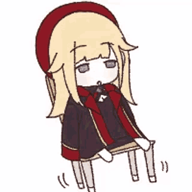 a little girl with blonde hair is sitting on a chair .