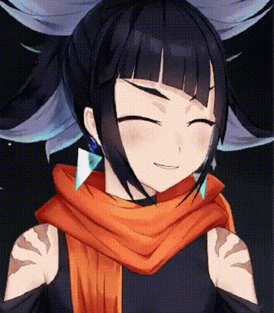 a girl with a scarf around her neck is smiling