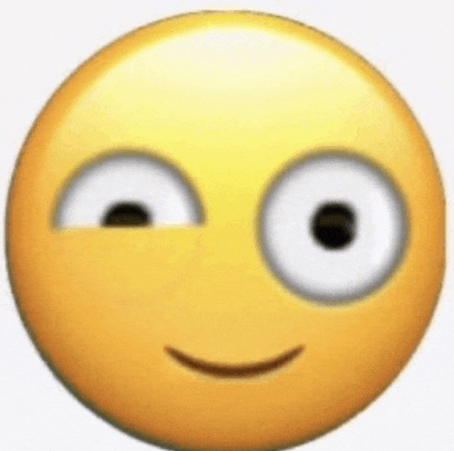 a close up of a yellow emoji with white eyes and a smile .