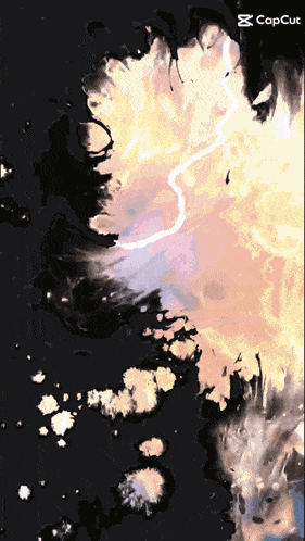 a painting of a lightning bolt with capcut in the corner