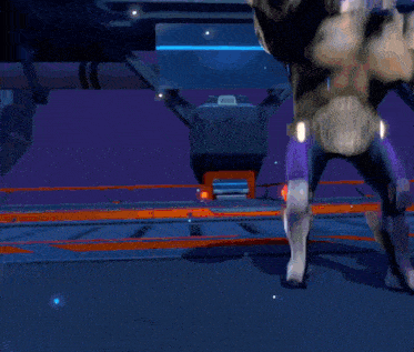 a computer generated image of a person in a purple outfit