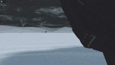 a computer screen shows a snowy landscape with the number 17 on the bottom right