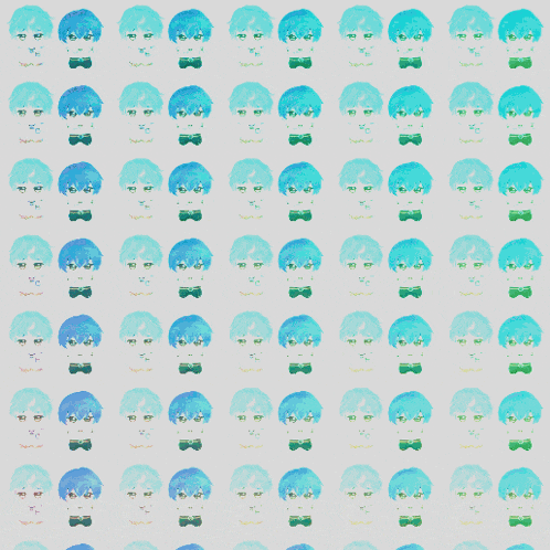 a repeating pattern of purple haired boys with bow ties