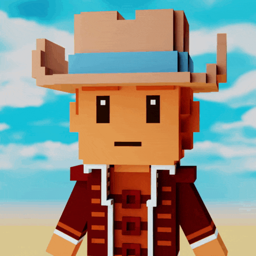 a cartoon character wearing a cowboy hat and a jacket