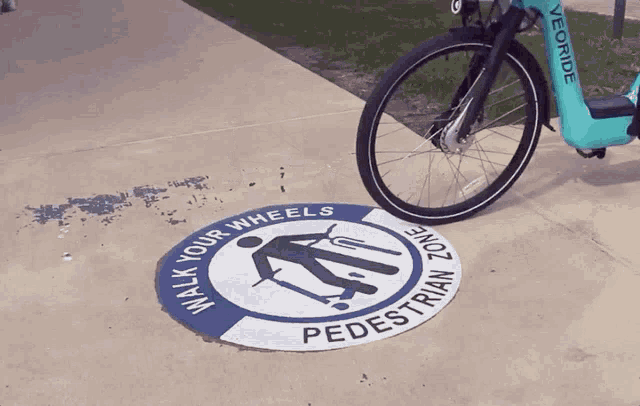 a bicycle with the word yeoride on the front